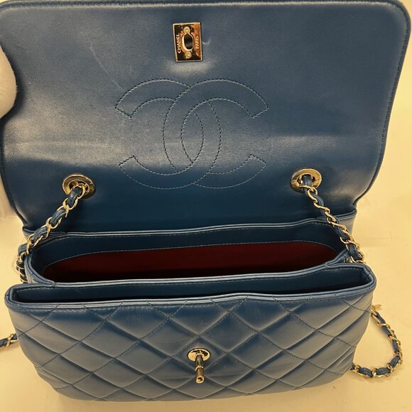 Chanel Navy Quilted Lambskin Medium Trendy Top Handle Bag - Picture 13 of 13